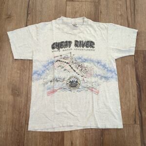 VTG Great River White Water Raft Adult Medium Shirt Surf Skate Paddle Canoe Fish